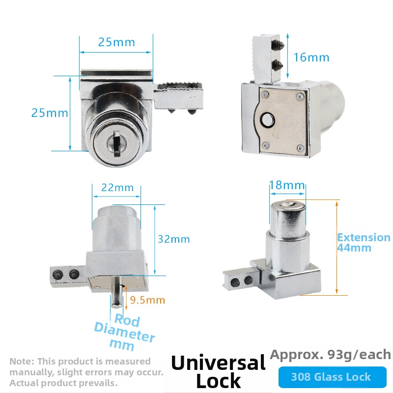 Üvegvitrines szekrényzár - Modell 409, Xinlefu, anyag: cink ötvözet + vas, üveg vitrines ajtókhoz, modern minimalist stílus