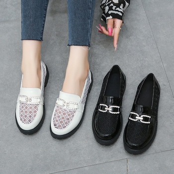 Loafers în stil japonez, talpă groasă de cauciuc, partea superioară PU, vârf rotund, slip-on feminin