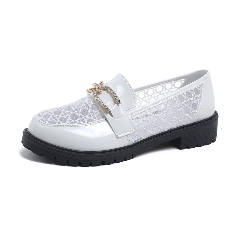 Loafers în stil japonez, talpă groasă de cauciuc, partea superioară PU, vârf rotund, slip-on feminin