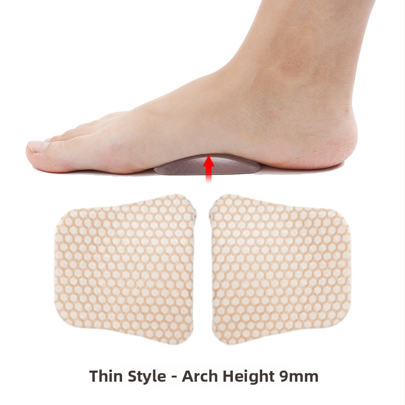 GEL podložka pre oblúk nohy pre ploché nohy — ortopedická vložka, samolepiaca, masážna štruktúra s bunkami, tlmiaca, model HXD-059