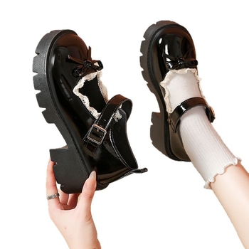 Pantofi Lolita pentru femei, stil japonez, partea superioară din PU, talpă din cauciuc, platformă, vârf rotund, închidere cu cataramă