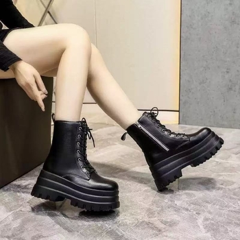 Botine unisex cosplay în stil manga cu creștere de înălțime, vârf pătrat, partea superioară din piele sintetică, gambă înaltă, fermoar