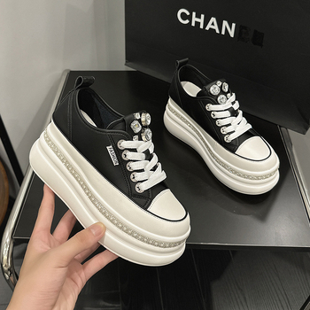 Дамски обувки от естествена кожа, клиновидна платформа, кръгъл нос (6-8 см височина на тока, TPU подметка, PU стелка)