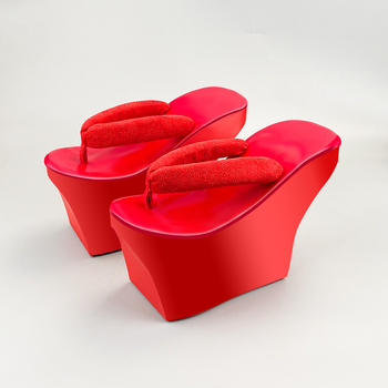 Ženske japanske klompe s PU gornjim dijelom i PVC potplatom, uzorak herringbone, casual ljeto 2024