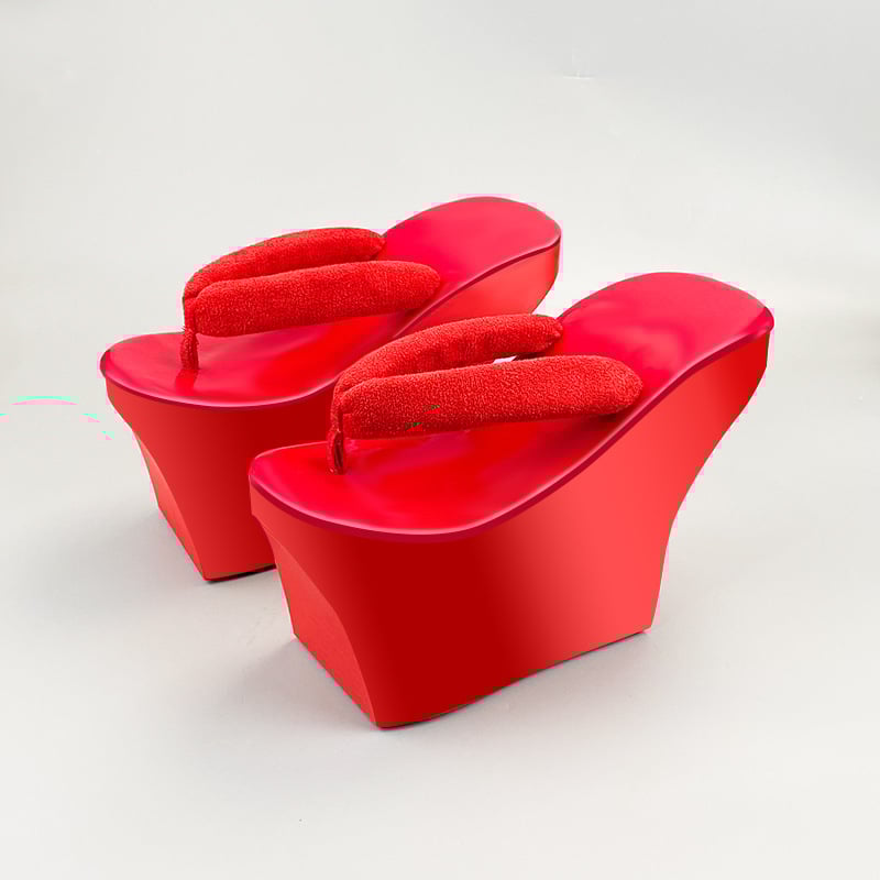 Ženske japanske klompe s PU gornjim dijelom i PVC potplatom, uzorak herringbone, casual ljeto 2024