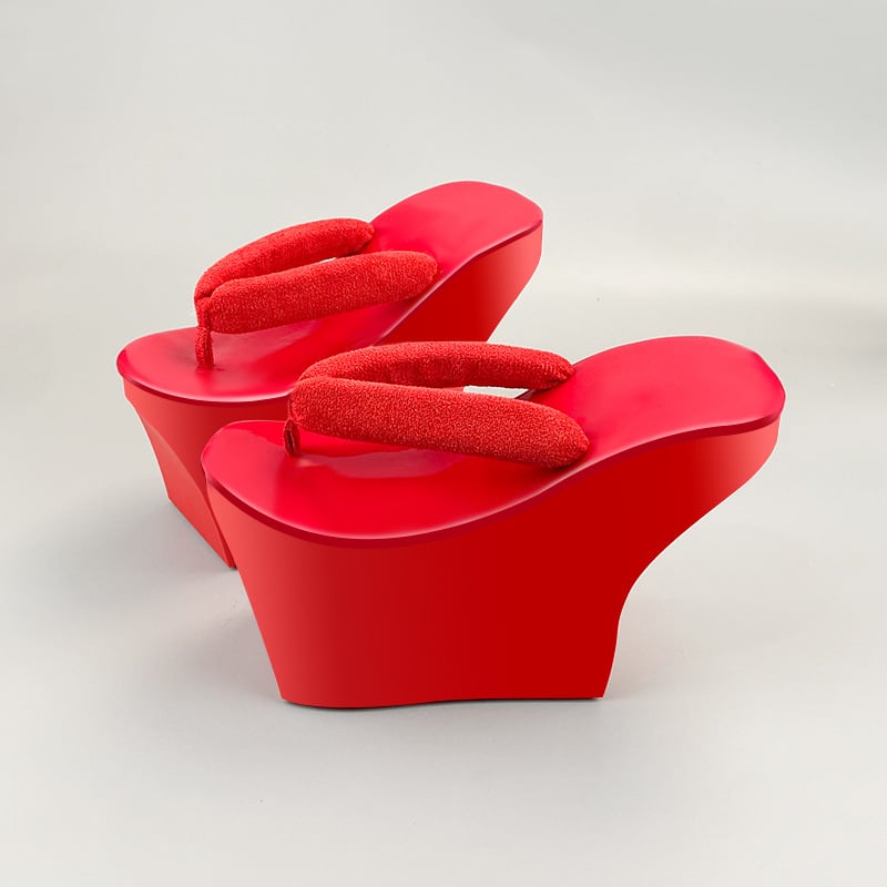 Ženske japanske klompe s PU gornjim dijelom i PVC potplatom, uzorak herringbone, casual ljeto 2024