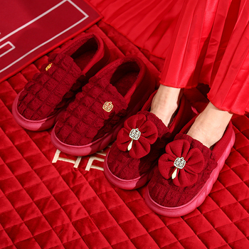 Vjenčane papuče za parove – debeli potplat 1,5–3,5 cm, gornji dio od pamuka, topli, protuklizni potplat, PVC đon