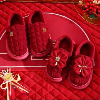 Svadobné papuče pre pár – hrubý podošva 1.5–3.5 cm, horná časť bavlna, teplé, protišmykové, PVC podrážka