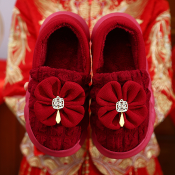 Vjenčane papuče za parove – debeli potplat 1,5–3,5 cm, gornji dio od pamuka, topli, protuklizni potplat, PVC đon