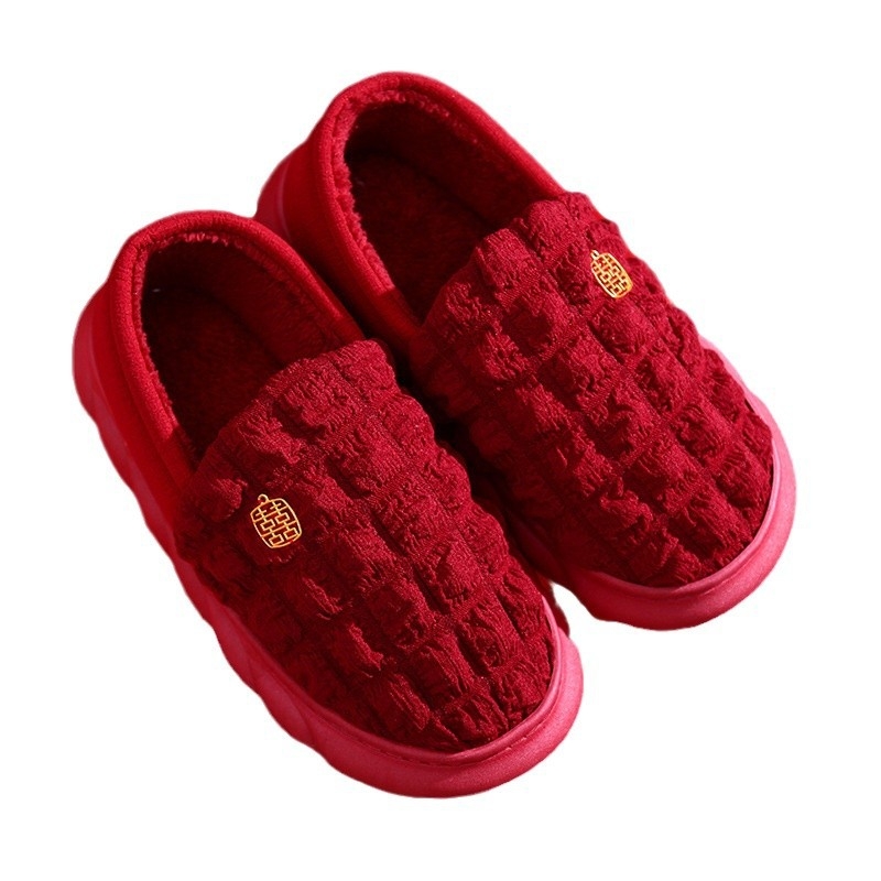 Vjenčane papuče za parove – debeli potplat 1,5–3,5 cm, gornji dio od pamuka, topli, protuklizni potplat, PVC đon