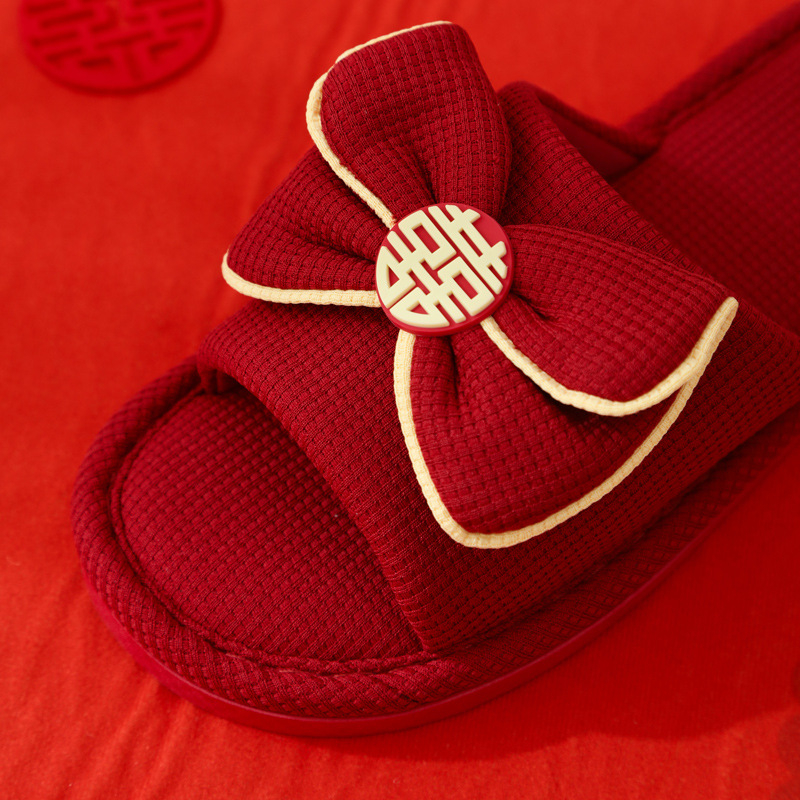 Vjenčane papuče za parove – unutarnje, s protukliznom PVC sole i gornjim dijelom od platna (ljeto, proljeće, jesen)