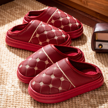 Unisex papuče za kuću za par, vodootporne, s fleece podstavom, EVA debela potplata, za unutarnju upotrebu