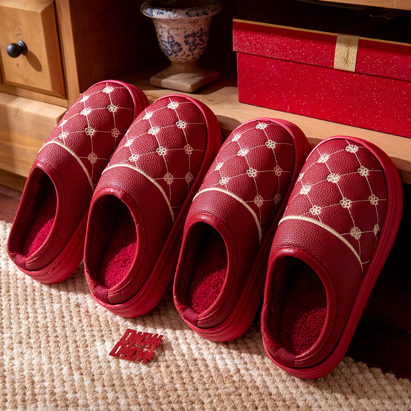 Unisex papuče za kuću za par, vodootporne, s fleece podstavom, EVA debela potplata, za unutarnju upotrebu