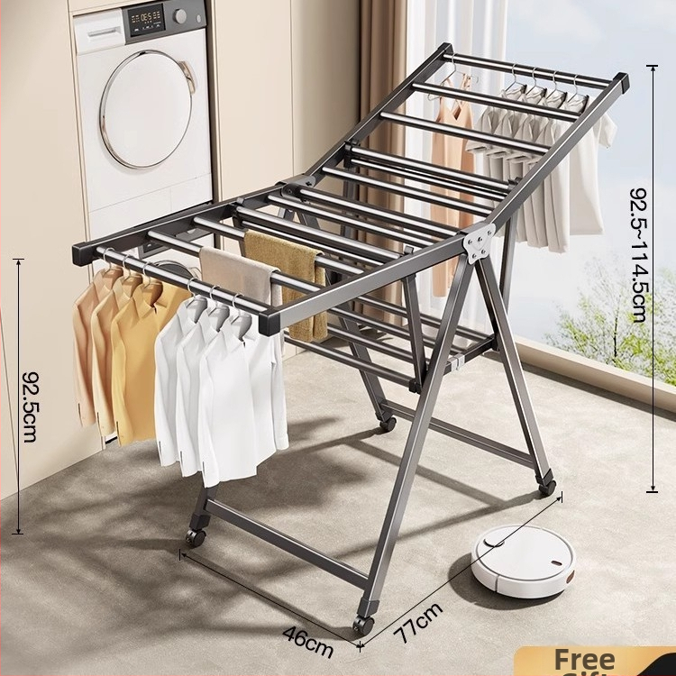 Voľne stojaci vešiak na sušenie bielizne, hliníková zliatina, skladací, tvar krídla, moderný minimalistický štýl