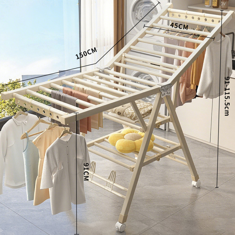 Свободностоящ сушилник за дрехи, алуминиев сплав, сгъваем, крилообразен дизайн, модерен стил