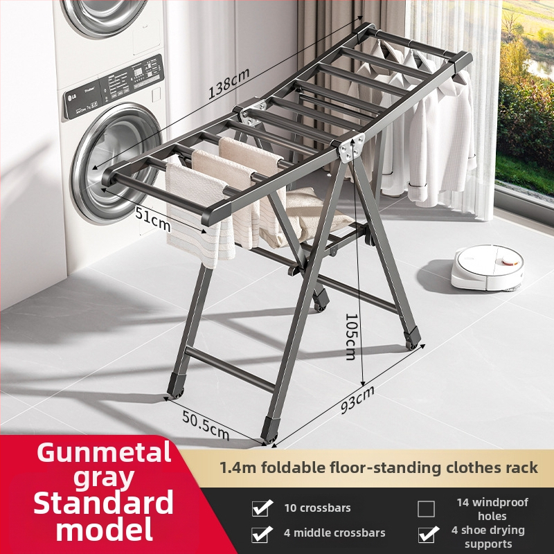 Voľne stojaci vešiak na sušenie bielizne, hliníková zliatina, skladací, tvar krídla, moderný minimalistický štýl