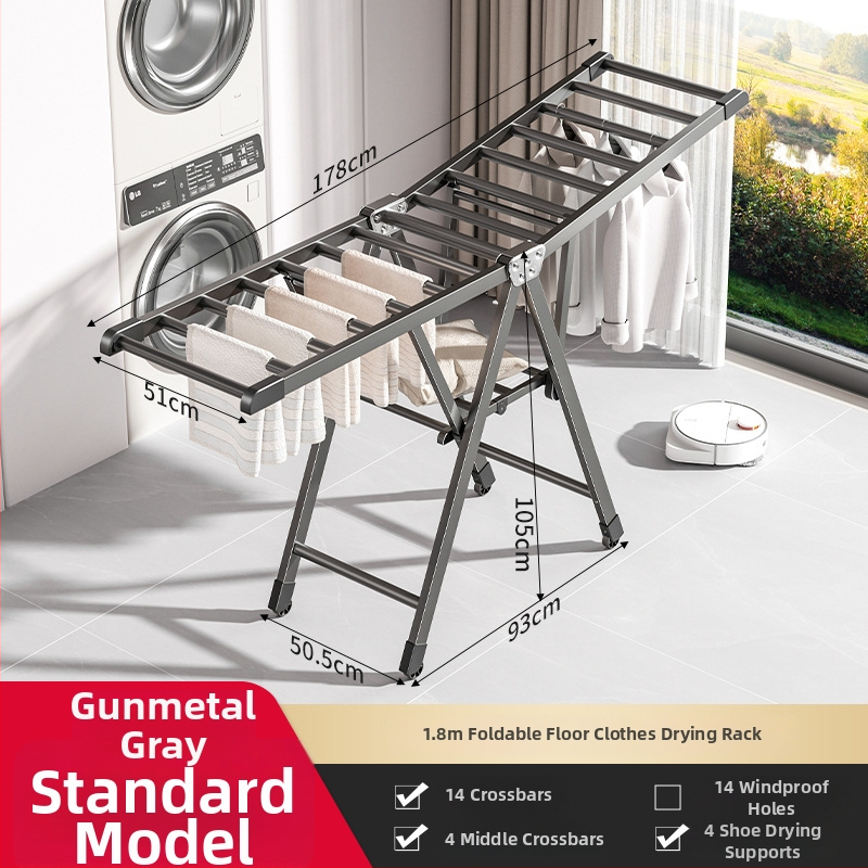 Voľne stojaci vešiak na sušenie bielizne, hliníková zliatina, skladací, tvar krídla, moderný minimalistický štýl