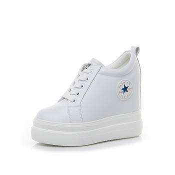 Valódi bőrből készült platformcipő, kerek orr, 8 cm feletti sarok, PU talp