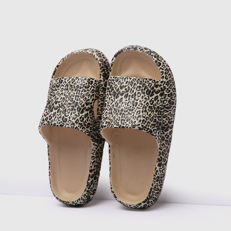 GELLEBRO Ženske EVA papuče s debelim potplatom, maskirni leopard uzorak, masaža, prozračne, lake