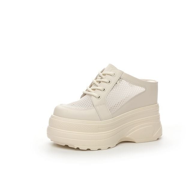 Ženske platforme s visinom 11 cm, od prave split kože, slip-on, okrugla špička, unutarnja PU i PU potplat