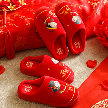 Домашни чехли за двойки – Fly-Toe, горна част от велур, подметка PVC, антиплъзгане, топли, есенно-зимска вътрешна употреба