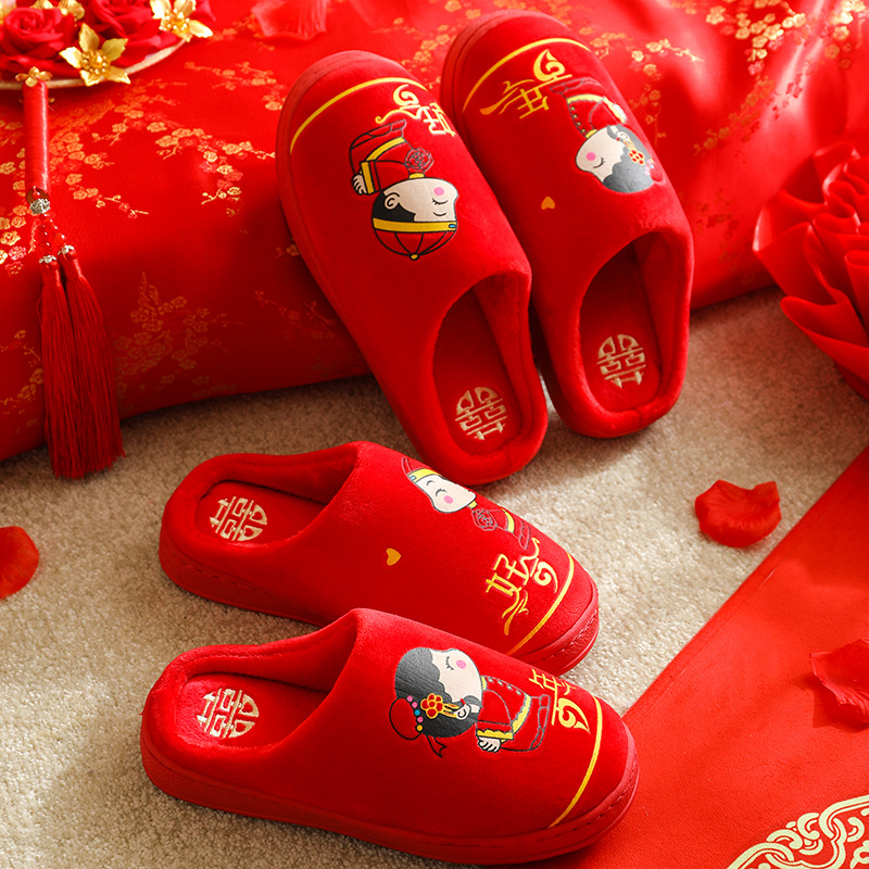 Домашни чехли за двойки – Fly-Toe, горна част от велур, подметка PVC, антиплъзгане, топли, есенно-зимска вътрешна употреба