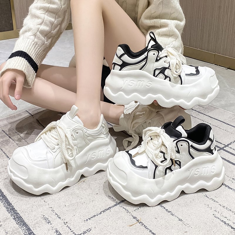 Ženske tenisice dad shoes s debelim potplatom, gornji dio PU+mreža, kopčanje šnuralima, okrugli vrh prsta, potplata od poliuretana, visina pete 6-8 cm