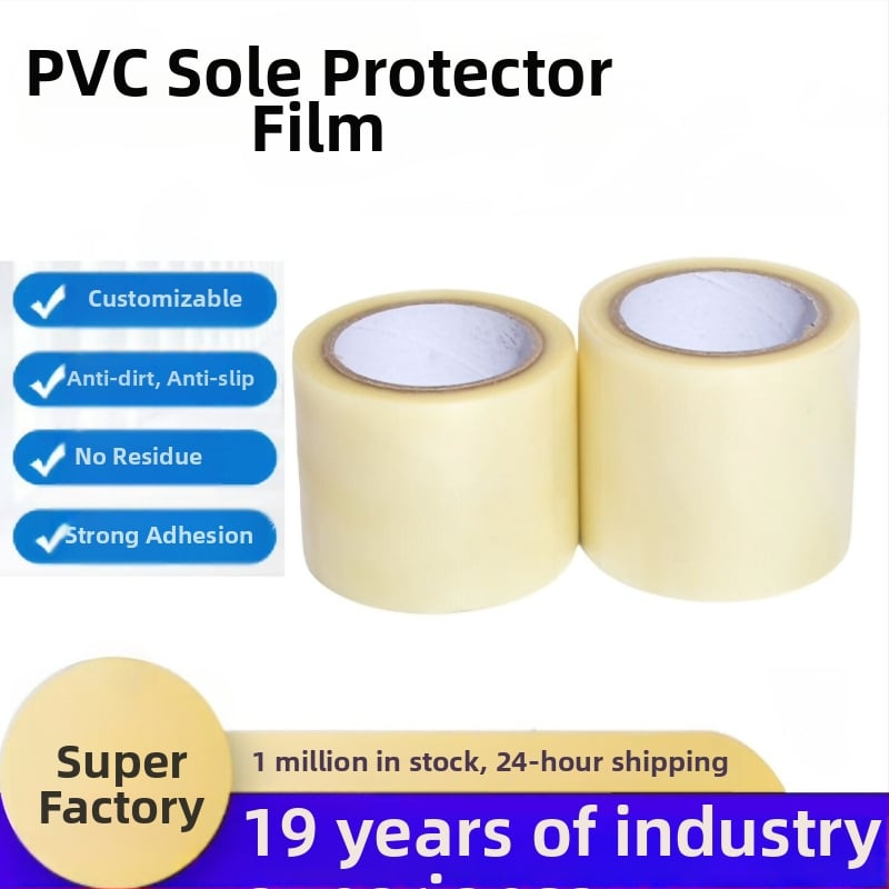 PVC ochranný film na podrážky topánok a povrchy reproduktorov; hrúbka 0.1 mm; vysoká viskozita; vysoká priehľadnosť; lepidlo na báze gumy; prispôsobiteľné