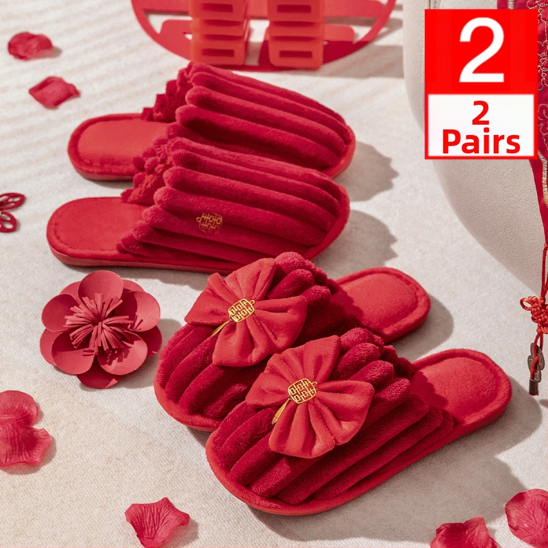 Vjenčane papuče, velur gornji dio, okrugli vrh prsta, podstava od umjetnog pliša, potplat PVC, podrijetlo Taizhou, Zhejiang