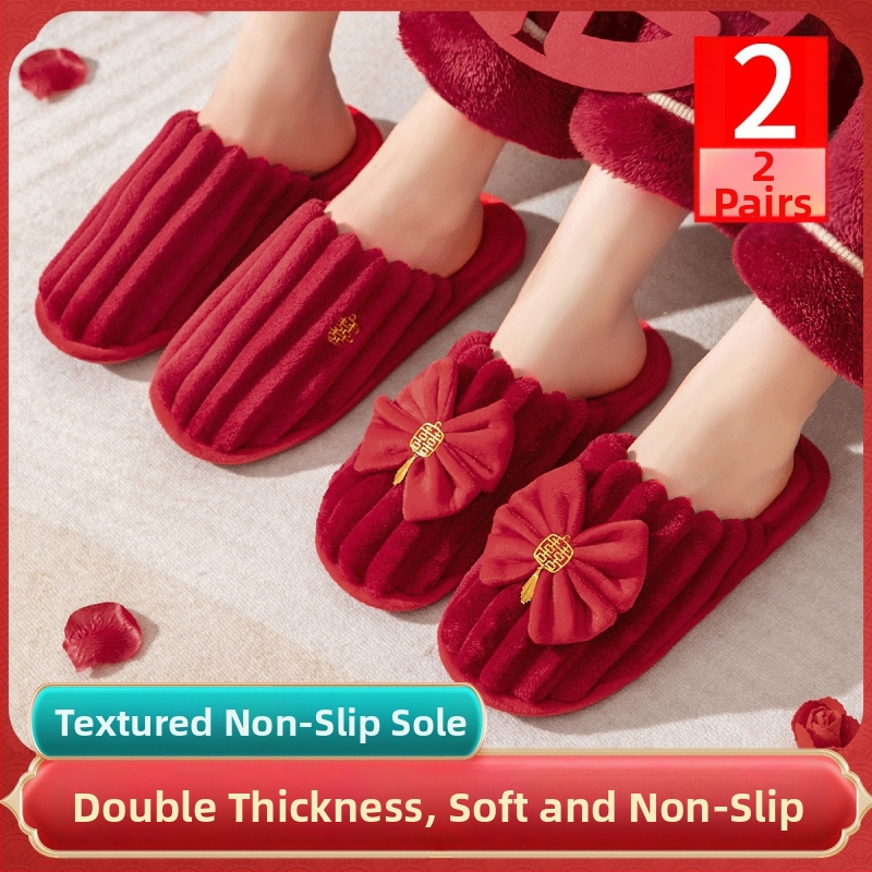 Vjenčane papuče, velur gornji dio, okrugli vrh prsta, podstava od umjetnog pliša, potplat PVC, podrijetlo Taizhou, Zhejiang