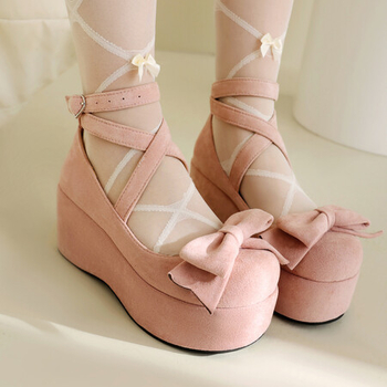 Pantofi Lolita pentru cosplay, vârf rotund, vamp din velur, partea superioară din velur, toc muffin 6–8 cm, închidere cu cataramă