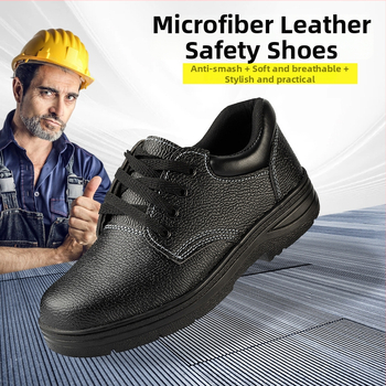Ανδρικά Παπούτσια Ασφαλείας για Εργασία με Ατσάλινο Καπάκι Δακτύλου, Microfiber Δέρμα, Αναπνέουσα Καουτσούκ Σόλα, Χαμηλό Κάτω, Προστασία από Χτυπήματα και Διάτρηση