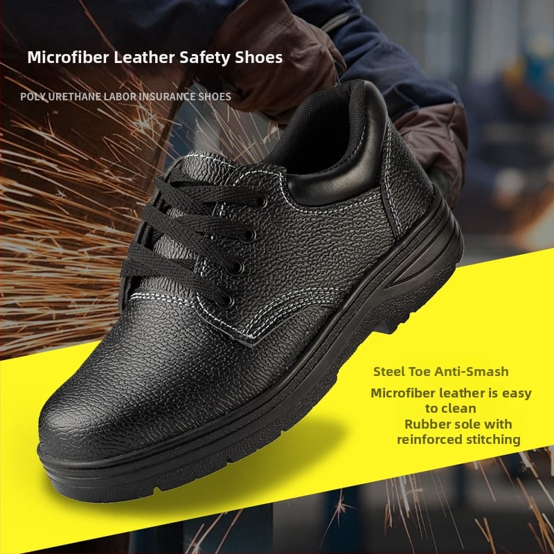 Ανδρικά Παπούτσια Ασφαλείας για Εργασία με Ατσάλινο Καπάκι Δακτύλου, Microfiber Δέρμα, Αναπνέουσα Καουτσούκ Σόλα, Χαμηλό Κάτω, Προστασία από Χτυπήματα και Διάτρηση
