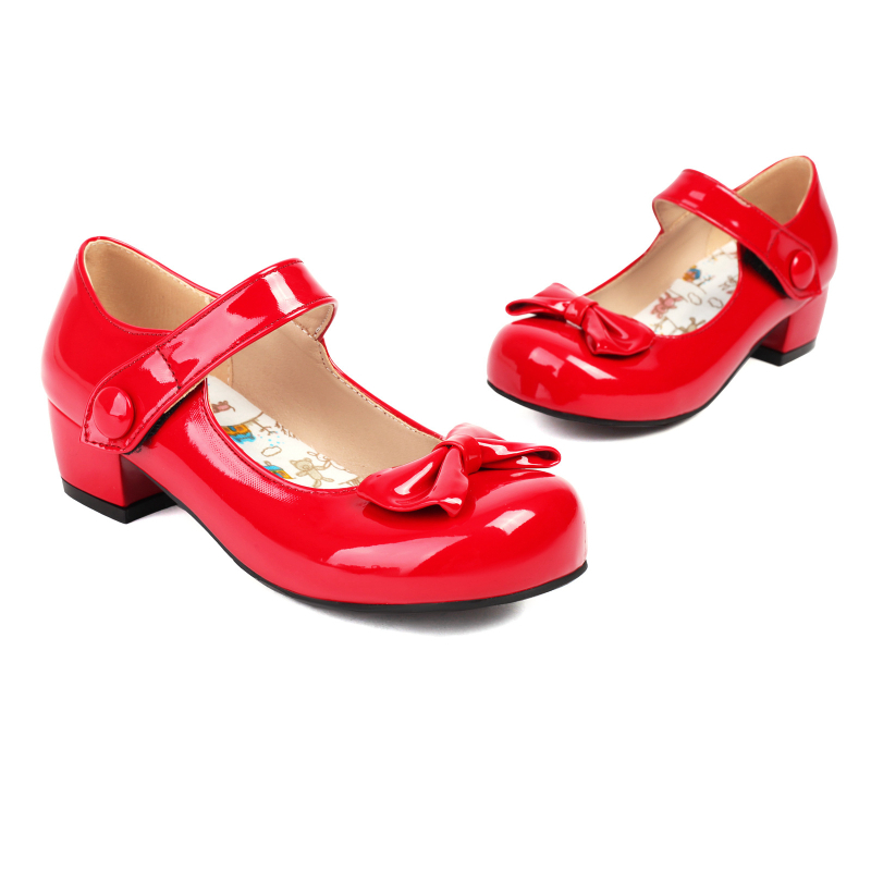 Pantofi Lolita – închidere Velcro, PU suprafață, talpă din cauciuc, toc pătrat