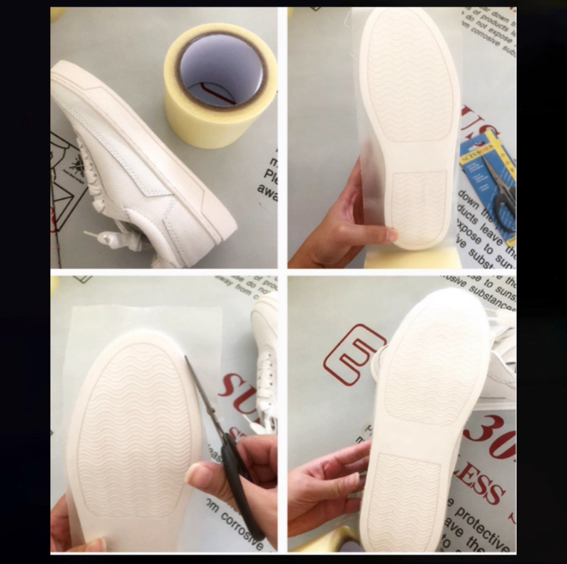 PVC zaštitni film za potplat cipala, debljina 0,1 mm, viskoznost visoka, duljina 30 m, širina 50–180 mm, zaštita od prljavštine i klizanja
