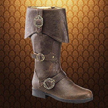 Cosplay kožne čizme – srednjovjekovni Viking/Norse stil, PU gornji dio, gumeni potplat, visok shaft, okrugli vrh, peta 3–5 cm