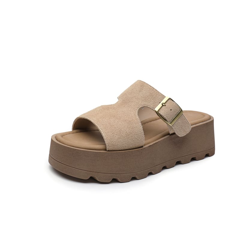 Kožne sandale s kožnim gornjim dijelom, okrugli vrh, potplat od poliuretana, bez podstavka, ljeto 2025