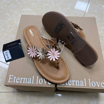 Flip-flop sandale s dizajnom cvijeća, gornji dio od super fiber, potplat od gume, prozračne i lagane za svakodnevnu upotrebu