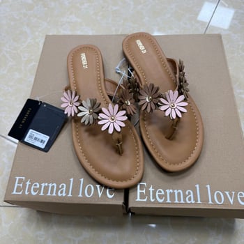 Flip-flop sandale s dizajnom cvijeća, gornji dio od super fiber, potplat od gume, prozračne i lagane za svakodnevnu upotrebu