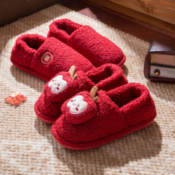 Vjenčane papuče za parove – gornji dio od velura, PVC đon, s petom, zimske kućne papuče