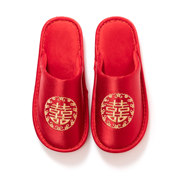 Νυφικές παντόφλες για ζευγάρια — επάνω από μεταξωτό ύφασμα, σόλα PVC, ραμμένη κατασκευή, απλό στυλ, για όλες τις εποχές (χειμώνας-άνοιξη-φθινόπωρο)