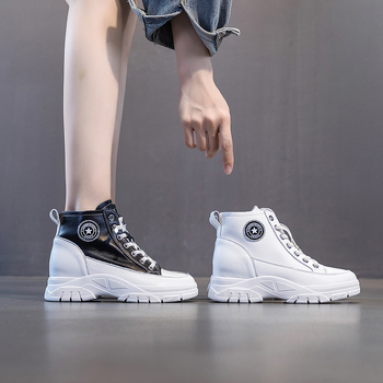 Ženske sportske casual tenisice s unutarnjim povećanjem visine, gornji dio od dvostruke goveđe kože, 6-8 cm povišena peta, potplat od poliuretana