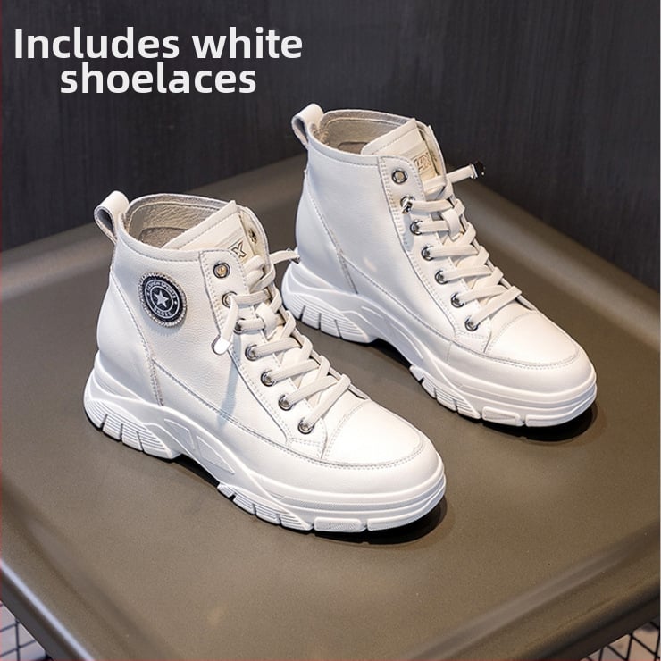 Ženske sportske casual tenisice s unutarnjim povećanjem visine, gornji dio od dvostruke goveđe kože, 6-8 cm povišena peta, potplat od poliuretana