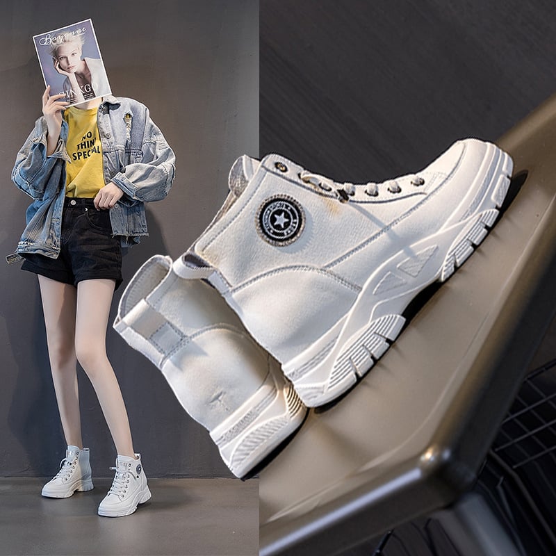 Ženske sportske casual tenisice s unutarnjim povećanjem visine, gornji dio od dvostruke goveđe kože, 6-8 cm povišena peta, potplat od poliuretana