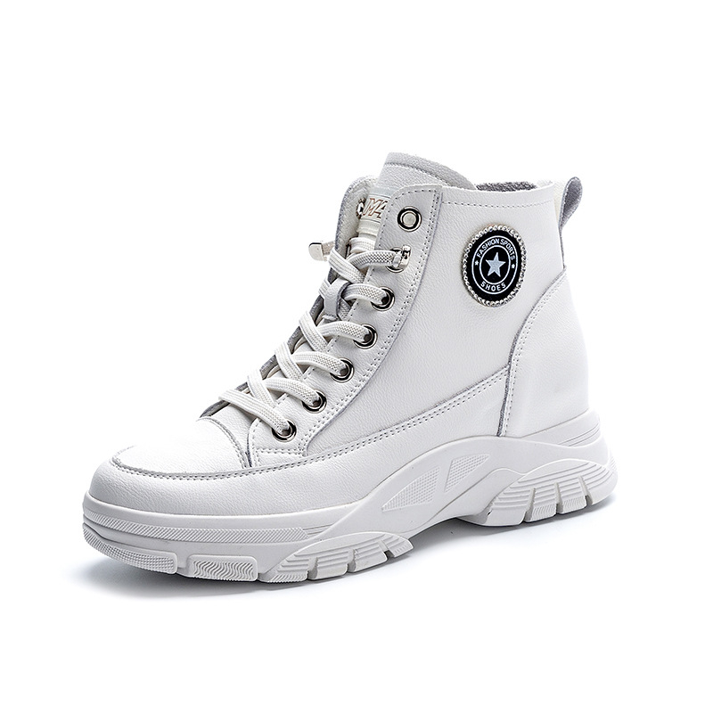 Ženske sportske casual tenisice s unutarnjim povećanjem visine, gornji dio od dvostruke goveđe kože, 6-8 cm povišena peta, potplat od poliuretana