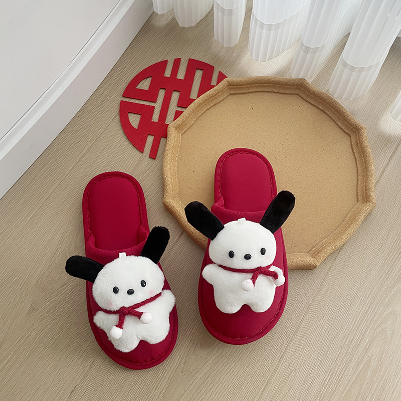 Unisex papuče za parove Cartoon Baotou, gornji dio od tkanine, potplat od goveđeg tetiva, šavska konstrukcija, debljina potplata ispod 1,5 cm, za sve sezone