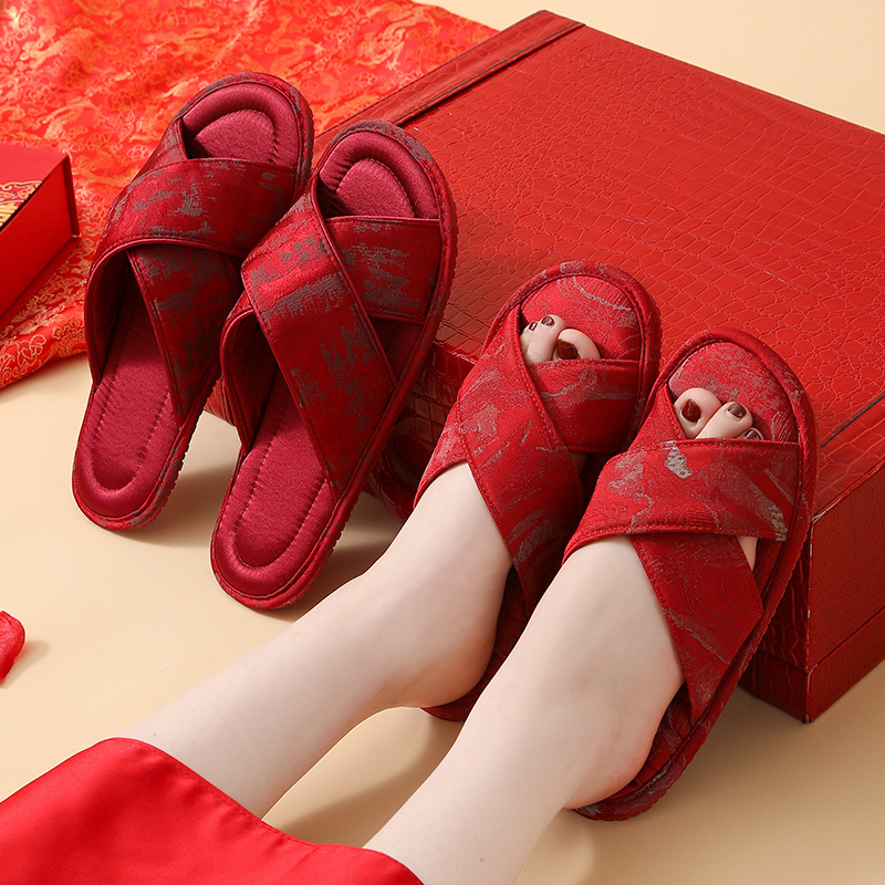 Unisex svilene kućne papuče, anti-slip TPR potplat, prozračne, izdržljive, s otvorenim prstom