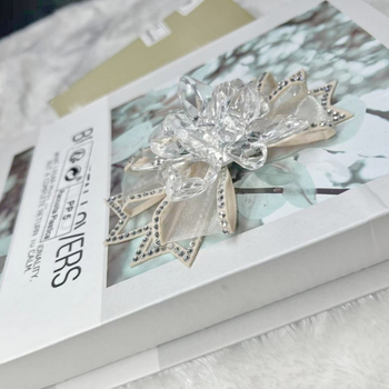 HS-88888 Floare de pantofi din acrilic cu strasuri, funda – pentru ghete, sandale și pantofi casual