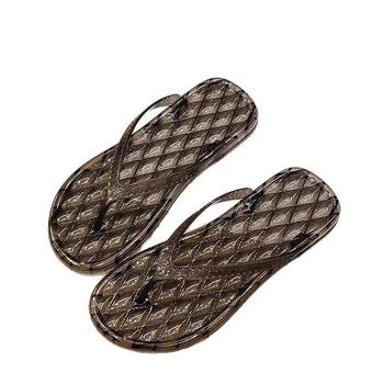 Flip-flops pentru femei cu cristale, stil plajă, PVC partea superioară și talpa PVC, închidere între degete, grosime talpă 0–3 cm