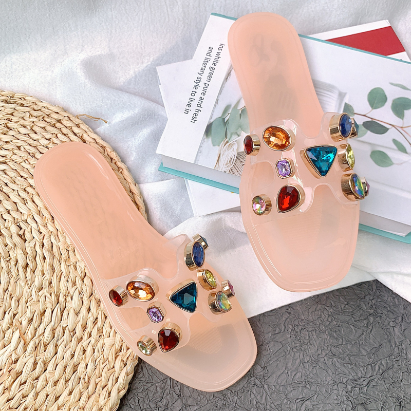 Commidea ženske PVC papuče, PVC gornji dio i potplat, ravna peta, injekcijska podloga, ležerni stil